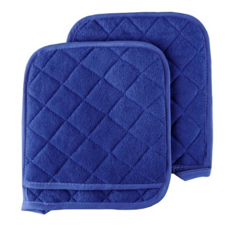 HASTINGS HOME Pot Holder Set, 2 Piece Oversized Heat Resistant Quilted Cotton Pot Holders By Hastings Home (Blue) 932268UXD